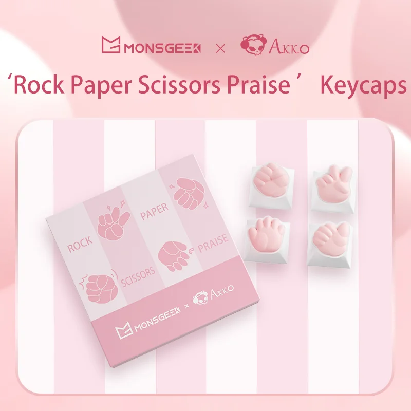 Akko Rock Paper Scissors and Praise Artisan Silicone Keycaps 1u Size OEM Profile Keycaps for for DIY Customs Mechanical Keyboard