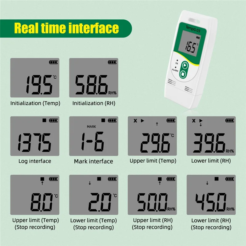 A42Z-Tempg03 USB Temp & Humidity Data Logger Reusable TEMP Data Logger Recorder Humiture Recording Meter With 32,000 Capacity