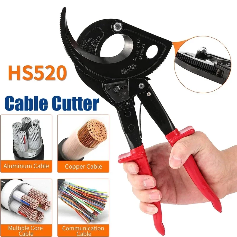 Cable Cutter Heavy Duty Aluminum Copper Ratchet Wire Cutter up to 400mm² HS-520A