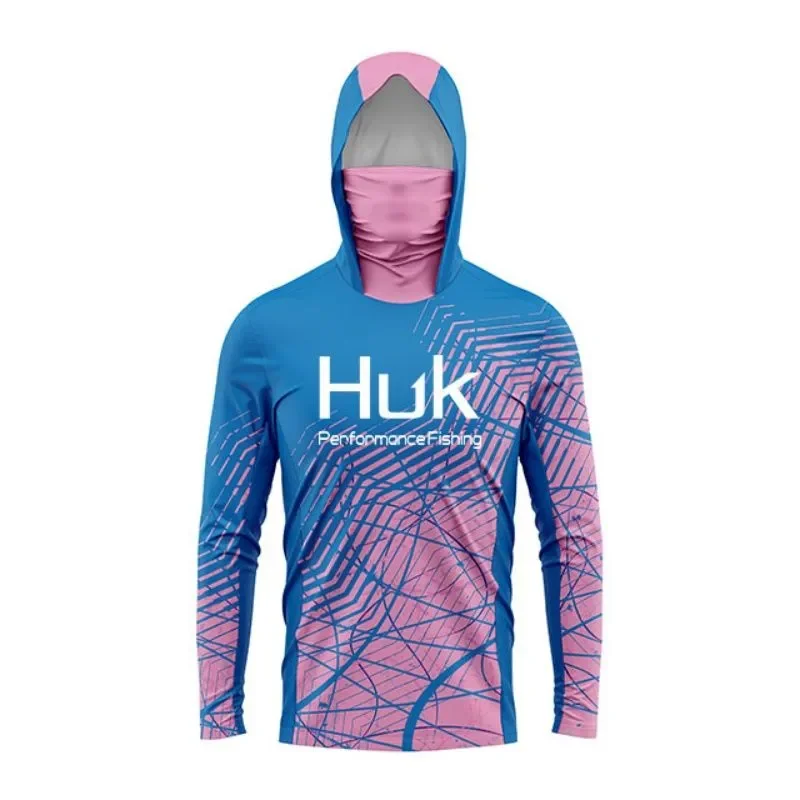 

2026 Summer Men's UPF 50+ Huk Sun Protection Hoodie Shirts Long Sleeve Lightweight SPF Outdoor UV Hiking Fishing Shirts