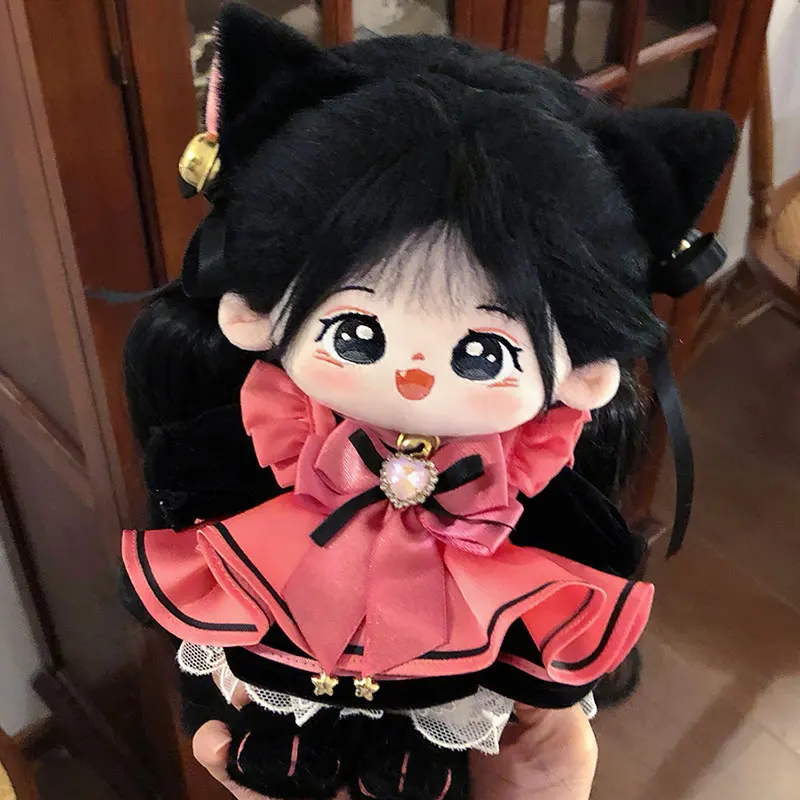 20cm Plush Toy Doll Clothes Fashionable Cute Magic Girl Cat Ear Neckhole Apron Base Skirt Set Baby Girl Birthday Gift