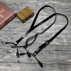 Vintage leather Suspenders For Men 6-Button Y-Back Suspenders For Shirt Shirt Bra Man Adjustable Tactical Suspenders Man