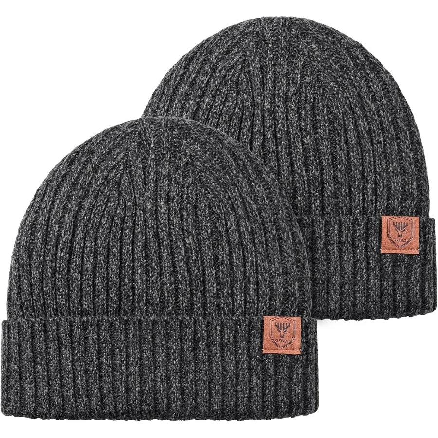 

OZERO Knit Beanie Winter Hat Thermal Thick Polar Fleece Snow Skull Cap for Men and Women
