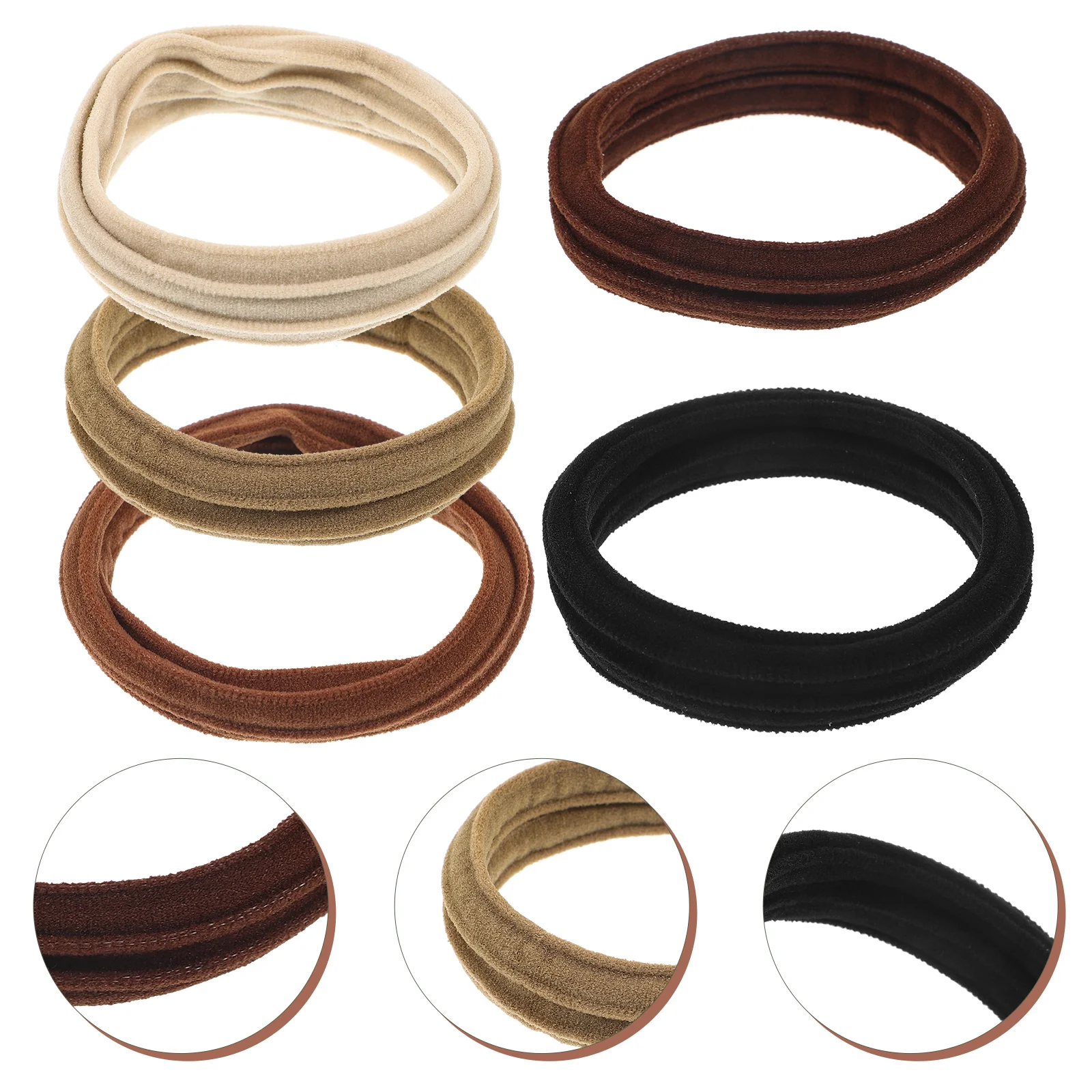 5 Pcs Hair Tie Ring High Elasticity Elastics for Women's Nylon Ponytails Ties Bands