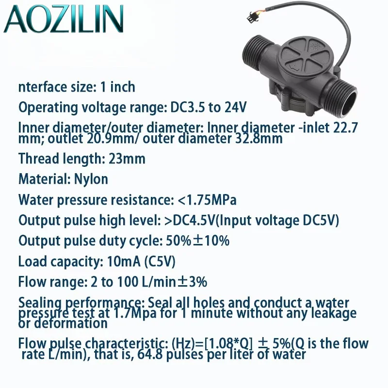 AOZILIN 1 Inch Steel Bracket Liquid Flow Sensor RS485 Industrial Water Flow Detector For Hot Water Machine Farm Irrigation