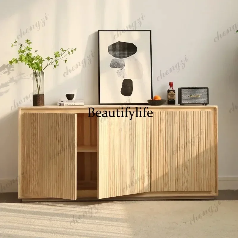 M138  restaurant storage locker Modern Nordic living room dining side cabinet Japanese-style log simple custom gate solid wood c