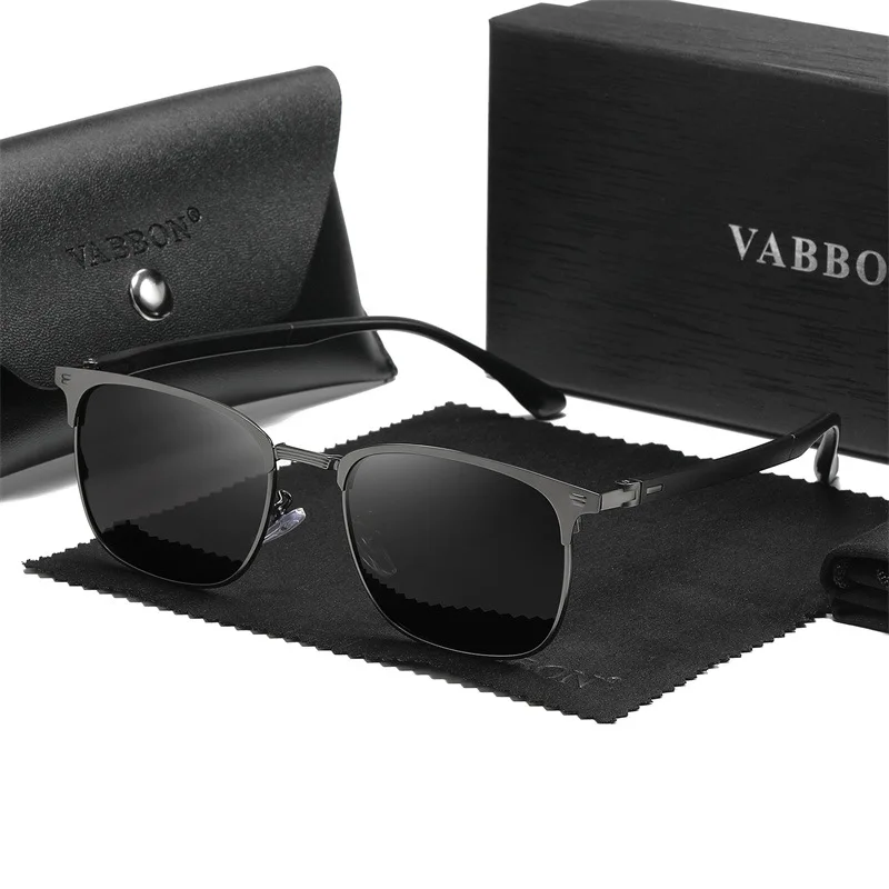 Fashionable UV resistant sunglasses for men, high-end and personalized boxy sunglasses, new metal polarized sunglasses