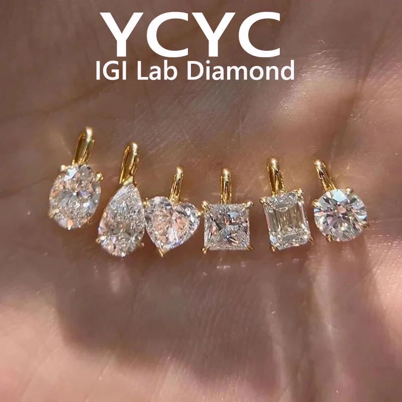 18K Yellow Gold 4Ct Lab Grown Diamond CVD HPHT DEF VS-VVS Only make Pendant  have not  chain Wedding &engagement  ﻿