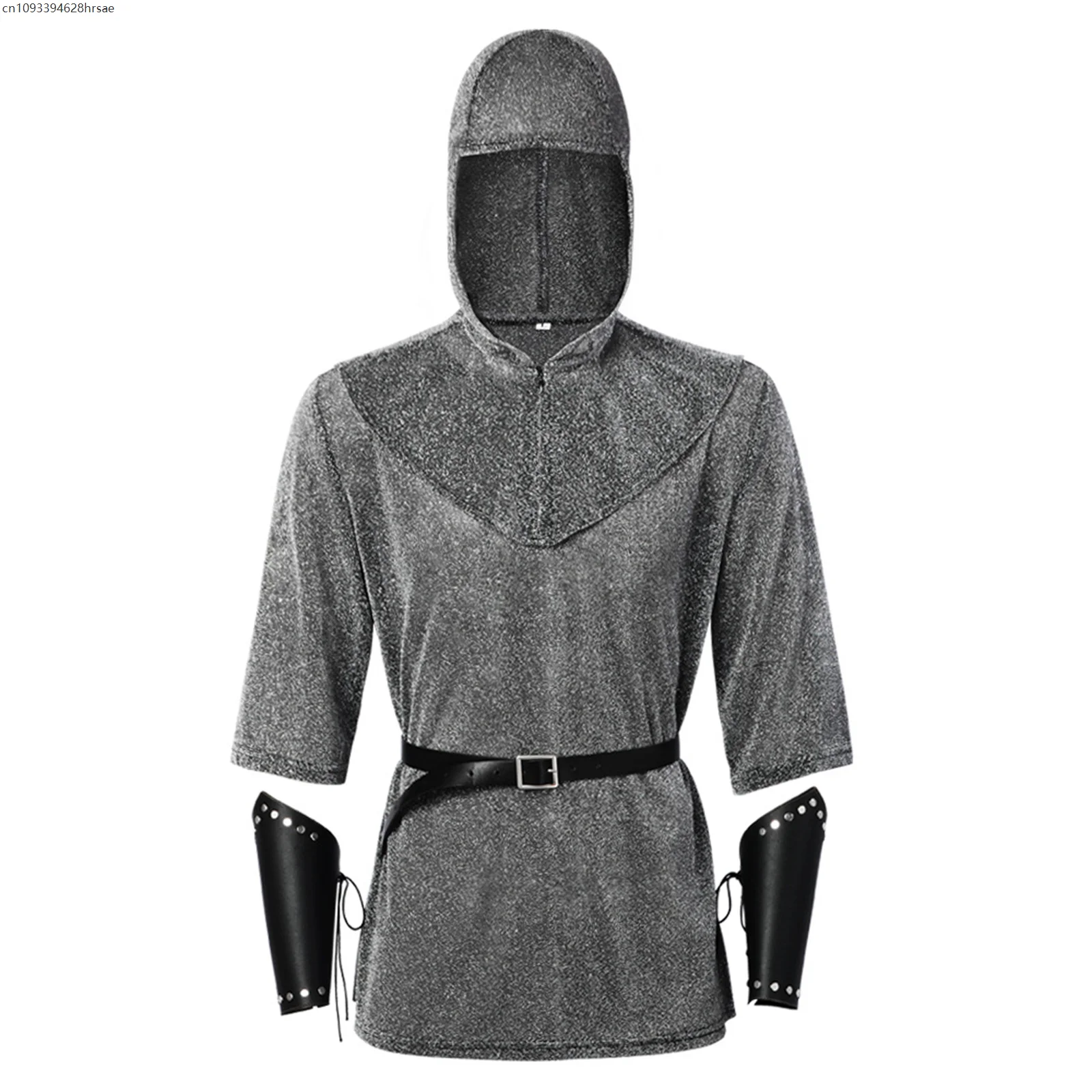 

Cosplay Medieval Renaissance Armor Tunic Coif Knight Cowl Crusader Costume Bracers Set Halloween Carnival Dress Up