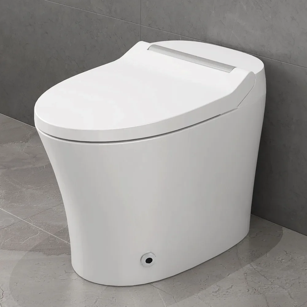 

Smart Toilet, with Adjustable Temp Heated Seat, Auto Flush, Foot Sensor Flush, One Piece Elongated Modern Toilet