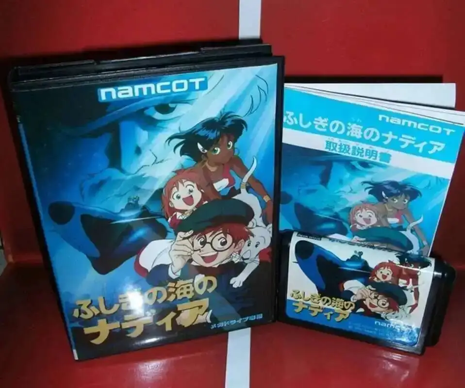 Nadia Game Card with Box and Manual for 16 Bit Sega MD Megadrive Genesis System