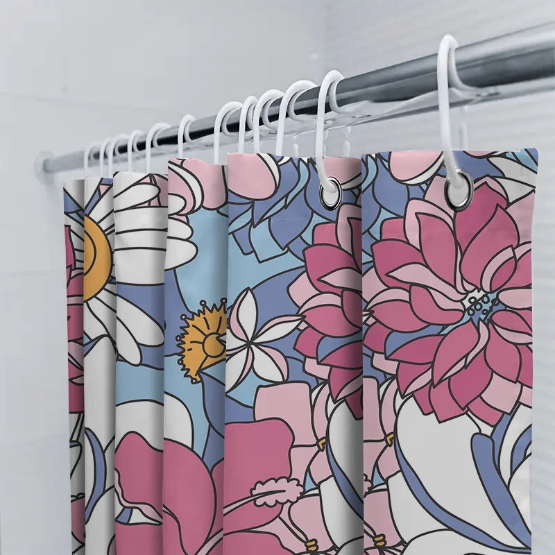Conjunto de cortina de ducha con estampado floral vintage, decoración de baño impermeable para decoración del hogar