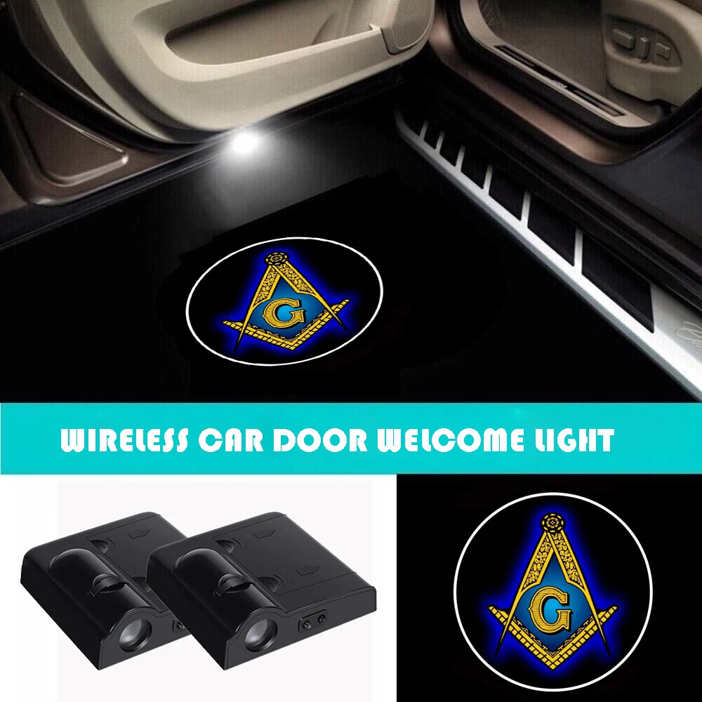 

2x Wireless Car Door LED MASONIC Symbol Welcome Projector Ghost Shadow Light