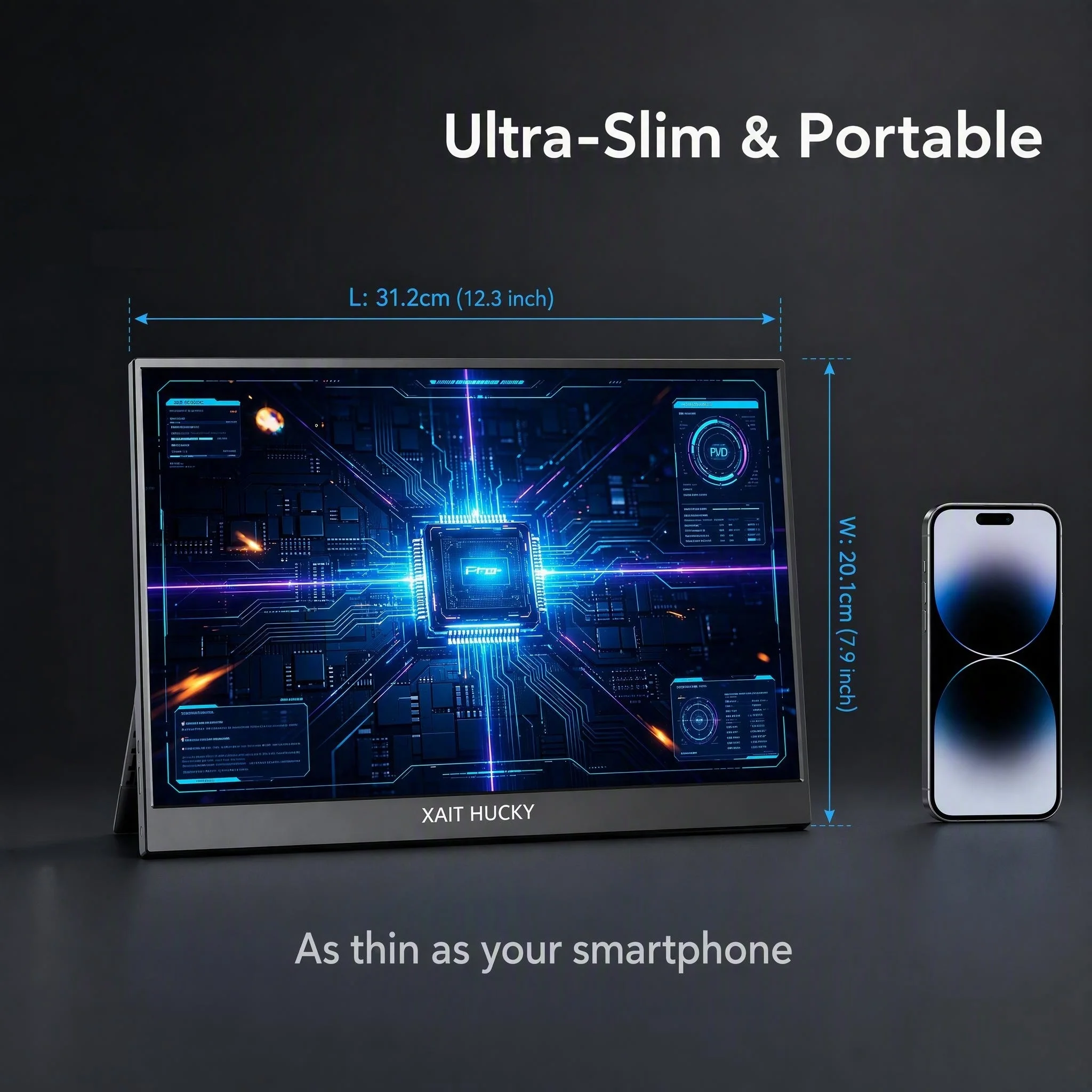 14 Inch 2.5K Ultra HD Portable Monitor 2560x1600 16:10 IPS 100% sRGB with Kickstand VESA Mount for Switch Phone Laptop Game Cons view 3