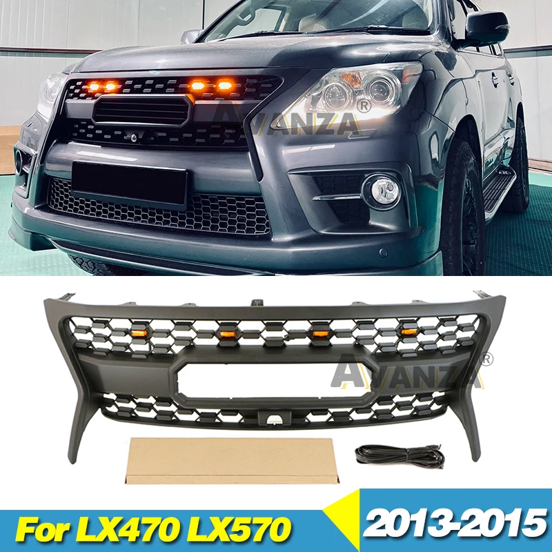 Auto Parts Front Grille With LED Light Fits For Lexus LX470 LX570 2013 2014 2015 Racing Grill