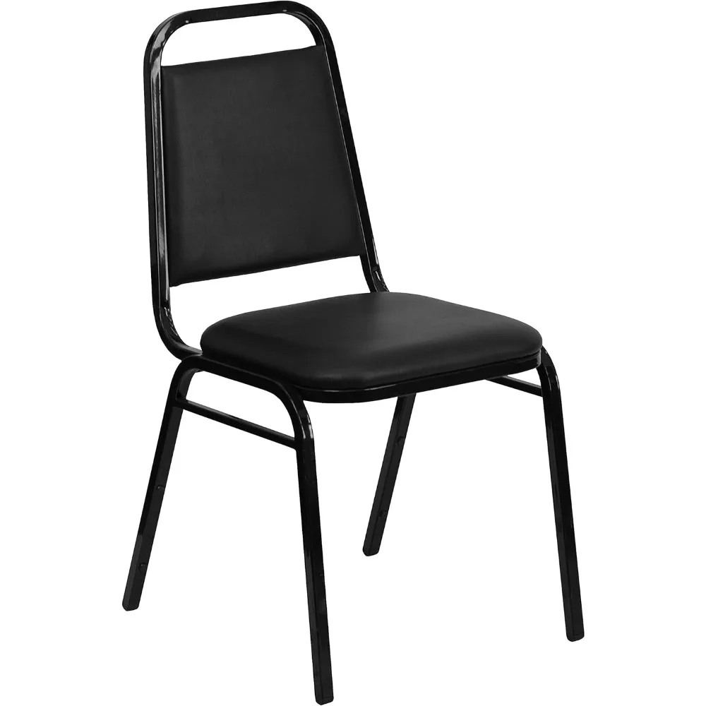 Trapezoidal Back Banquet Chair, Black Vinyl/Black Frame