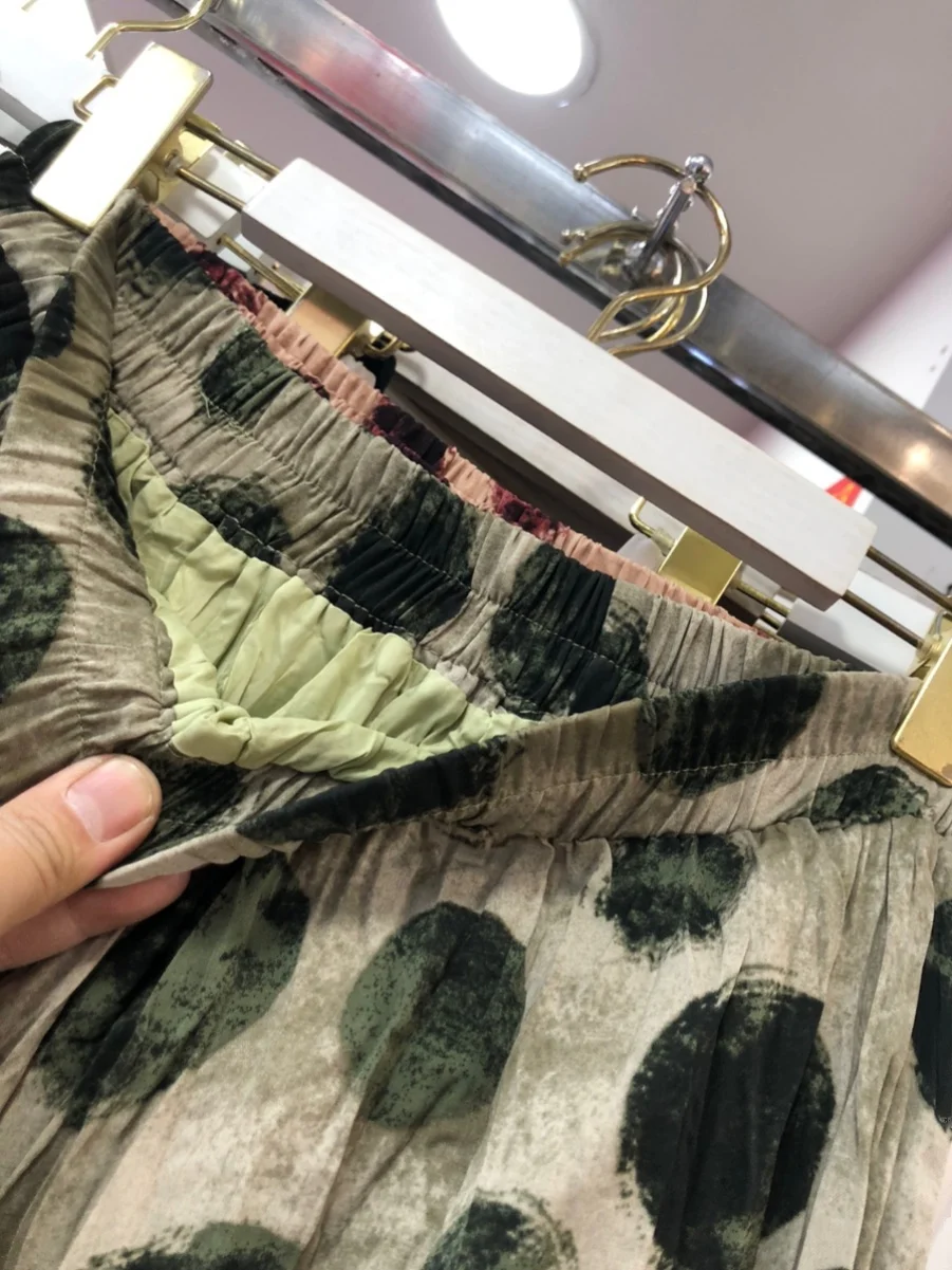 2025 Spring/Summer Flowy Maxi Skirt Elegant High Waist A-Line Skirt with Polka Dot Print Unique Retro-Inspired Women's Skirt