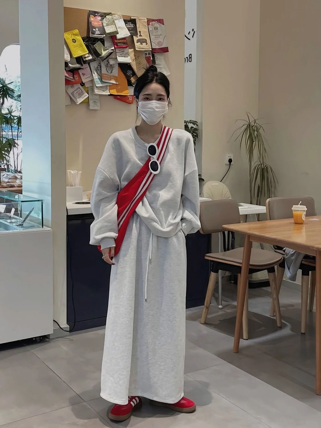 

plus Size Casual Two-Piece Set Women's Spring Loose round Ne Sweatirt f Skirt Set Comfortable Faion plus Size Outfit