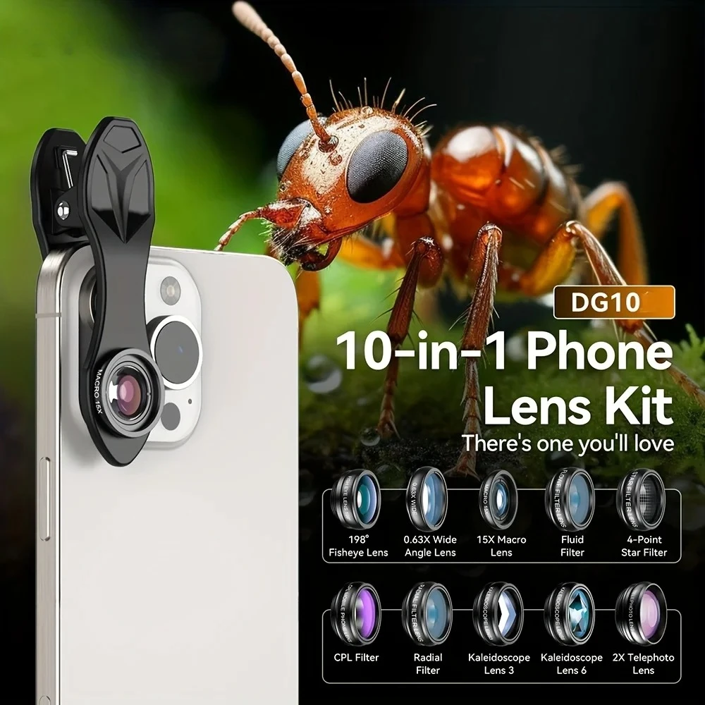

HD 10in1 11in1 Phone Camera Lens Kits Macro Wide Angle Telephoto With CPL Star Filter For iPhone14 Pro Android Smartphone