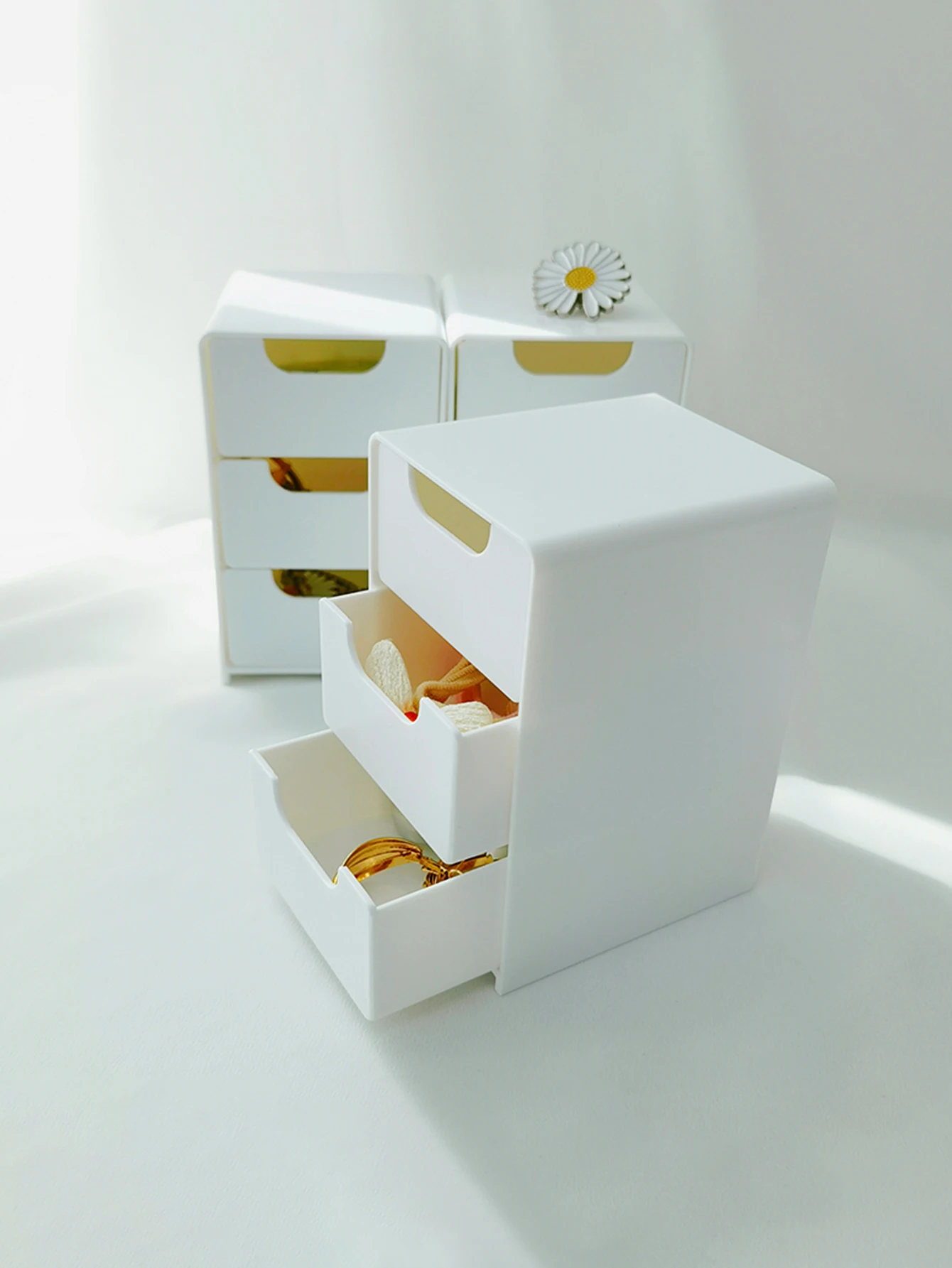 Mini Desktop Storage Box, Drawer Style Hand Account For Organizing Nail Tools, Three-Layer Compartmentalized Jewelry Storage