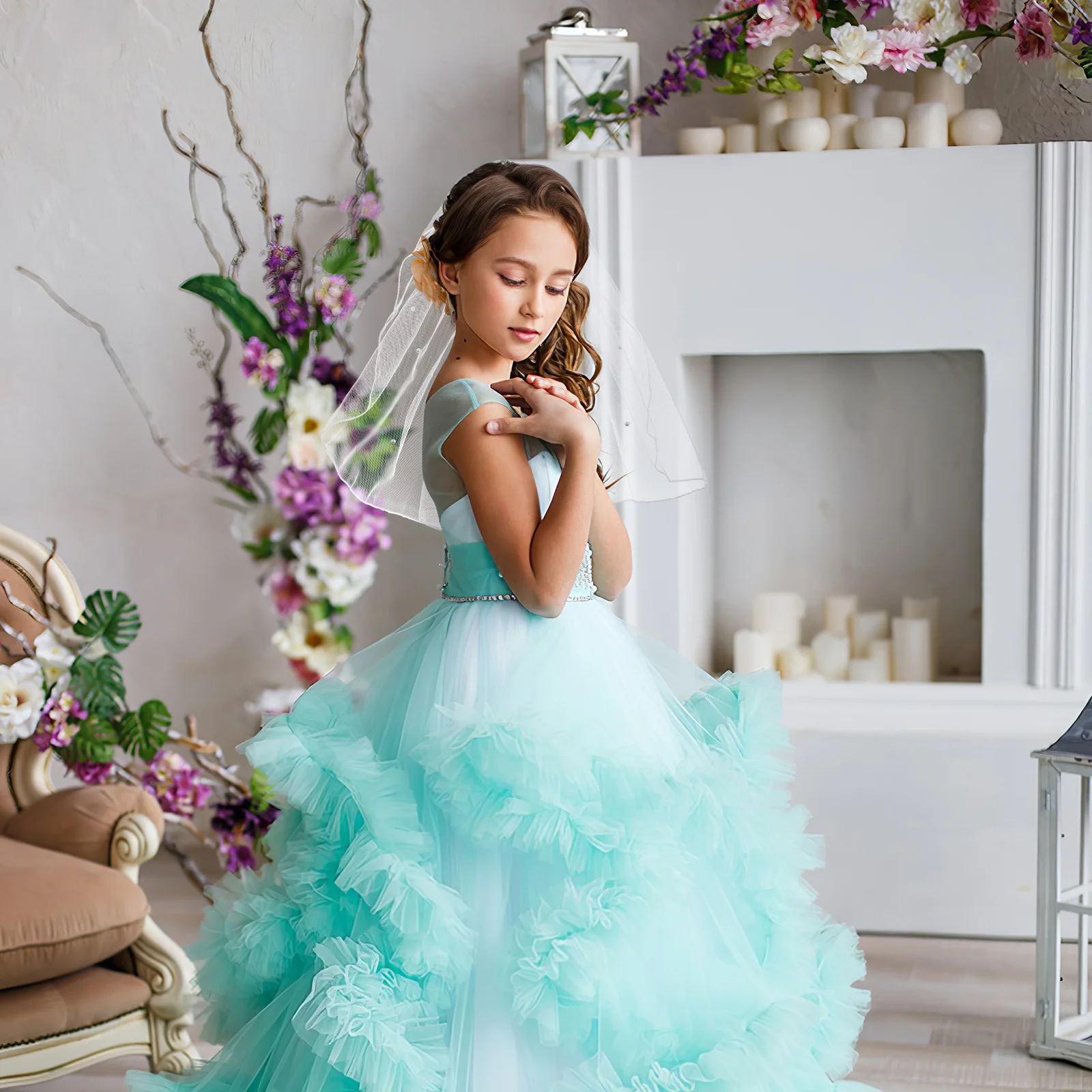 White Bridal Short Wedding Veil Length Comfortable Comb Hair Easy Use Wedding Accessory Bridal Veils Veil For Bride