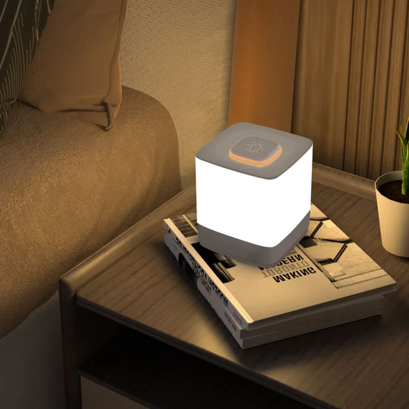 Lámpara de mesita de noche LED de tres colores, dispositivo magnético conmutable recargable por USB, lámpara de pared portátil, batería de larga duración, luz nocturna