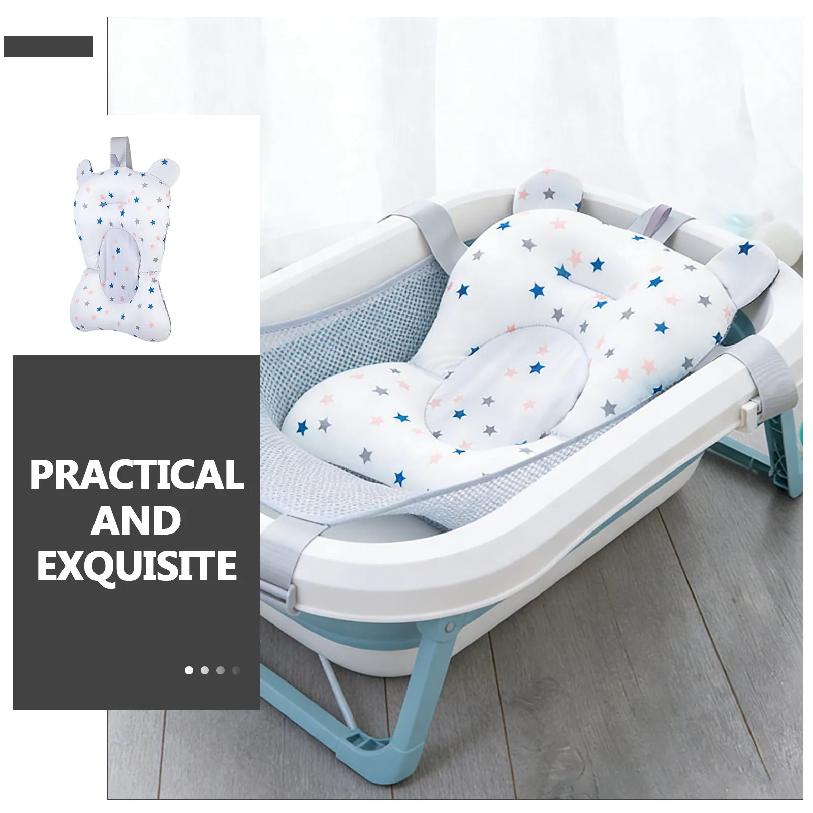 

Newborn Baby Bath Cushion Pad with Strong Buoyancy Support for Bathtub Sink Comfortable Adjustable Angle Design