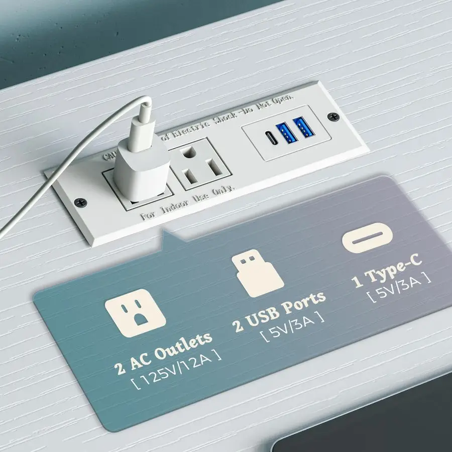 Dresser for Bedroom With Power Outlets and LED Lights, 7 Drawers TV Stand for 55 Inch TV, 47 Inches TV Console With Open Shelf,