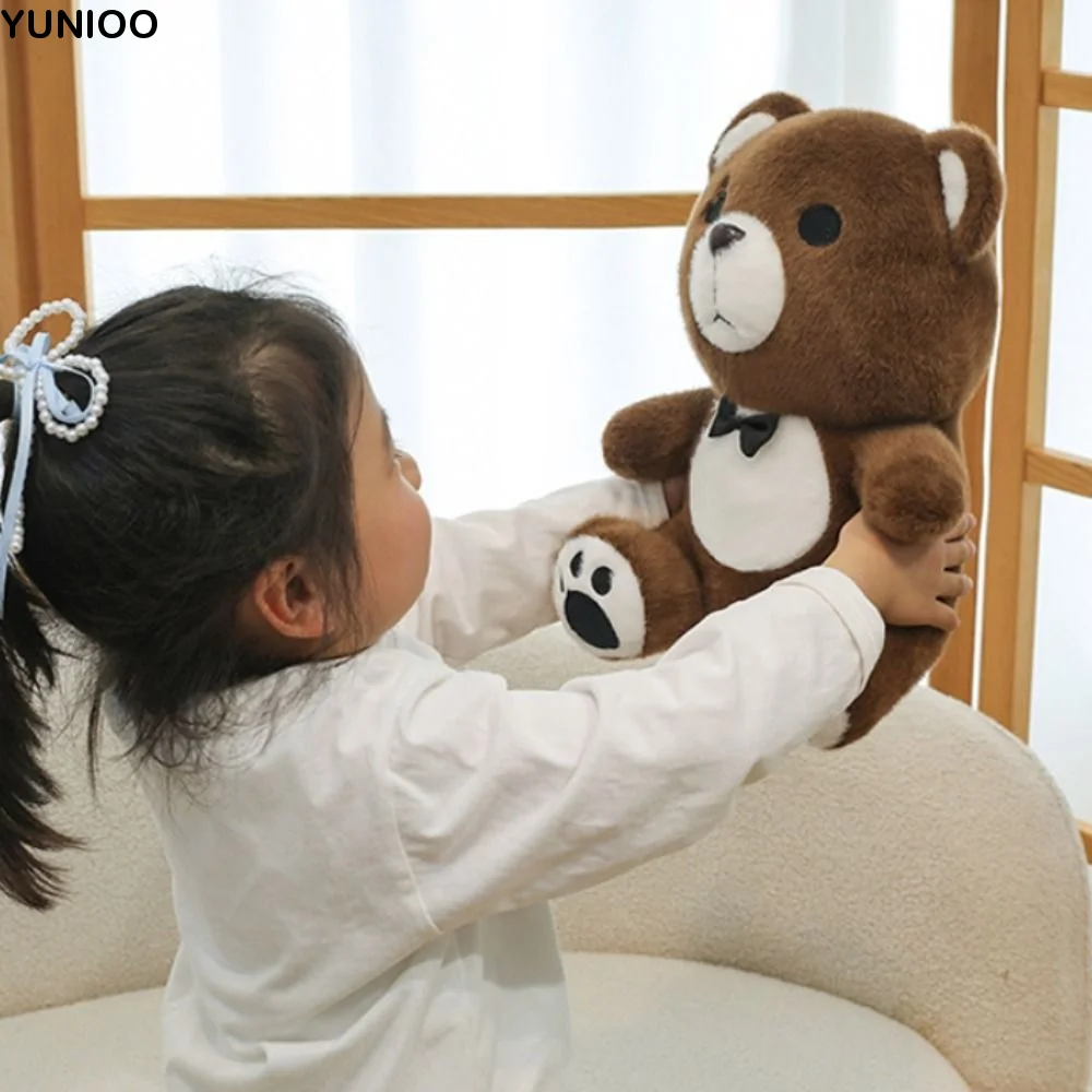 

Sitting Squinting Bear Plush Toy with Wings Fluffy Stuffed Bear Doll Collection Soft Animal Plush Doll Festival Party Decor