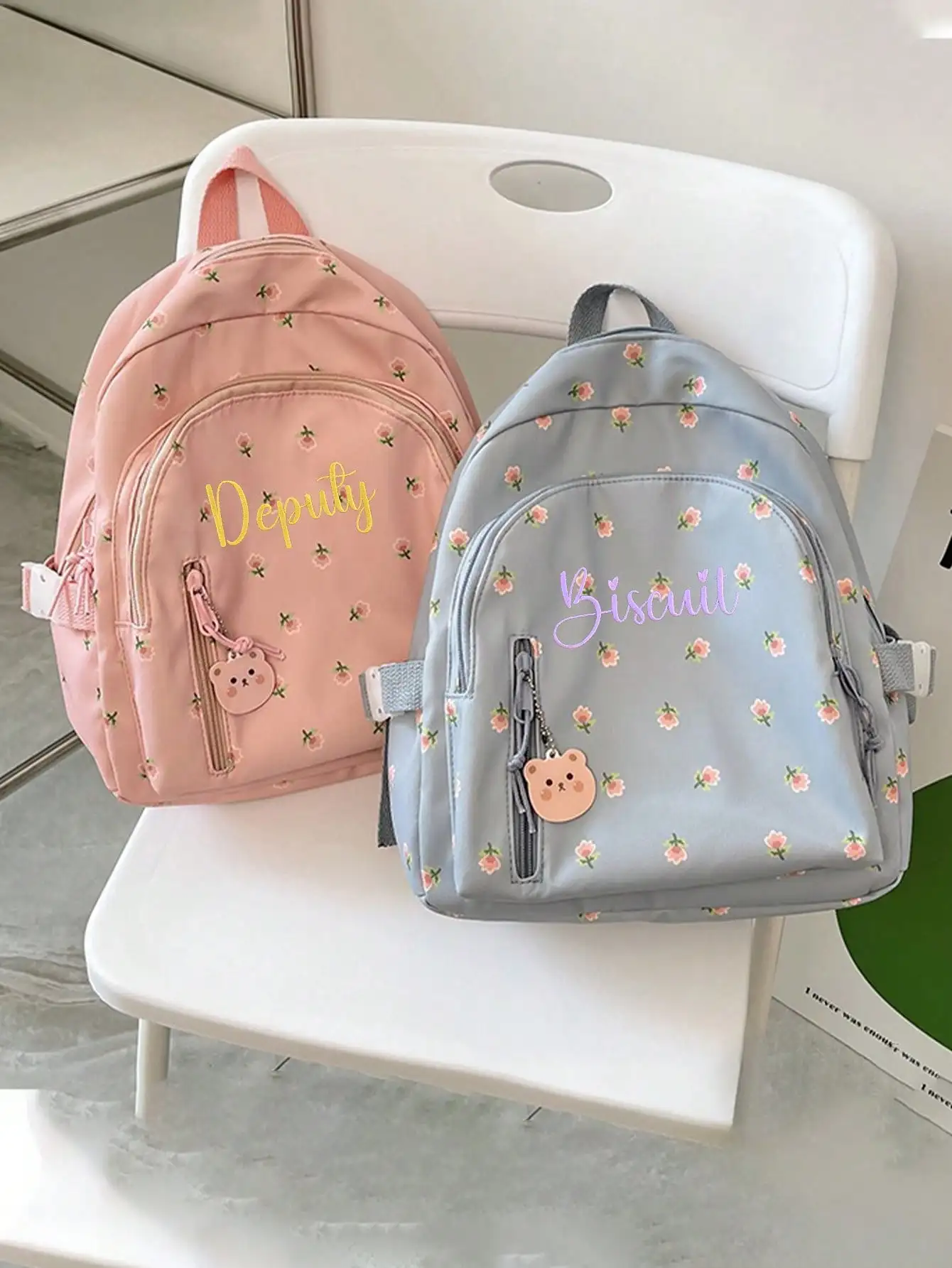 Cute Floral Mini Backpack for Girls Custom Name Embroidery School Bag Small Rucksack Teen Student Bookbag Travel Daypack