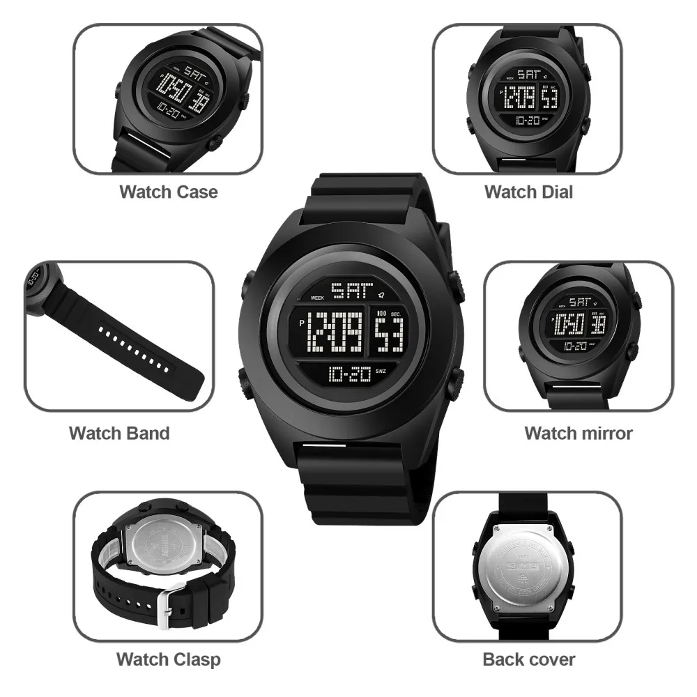 SKMEI Outdoor Military Countdown Sport Watches For Men Japan Digital Movement 5Bar Waterproof LED Electronic Wristwatch Clock