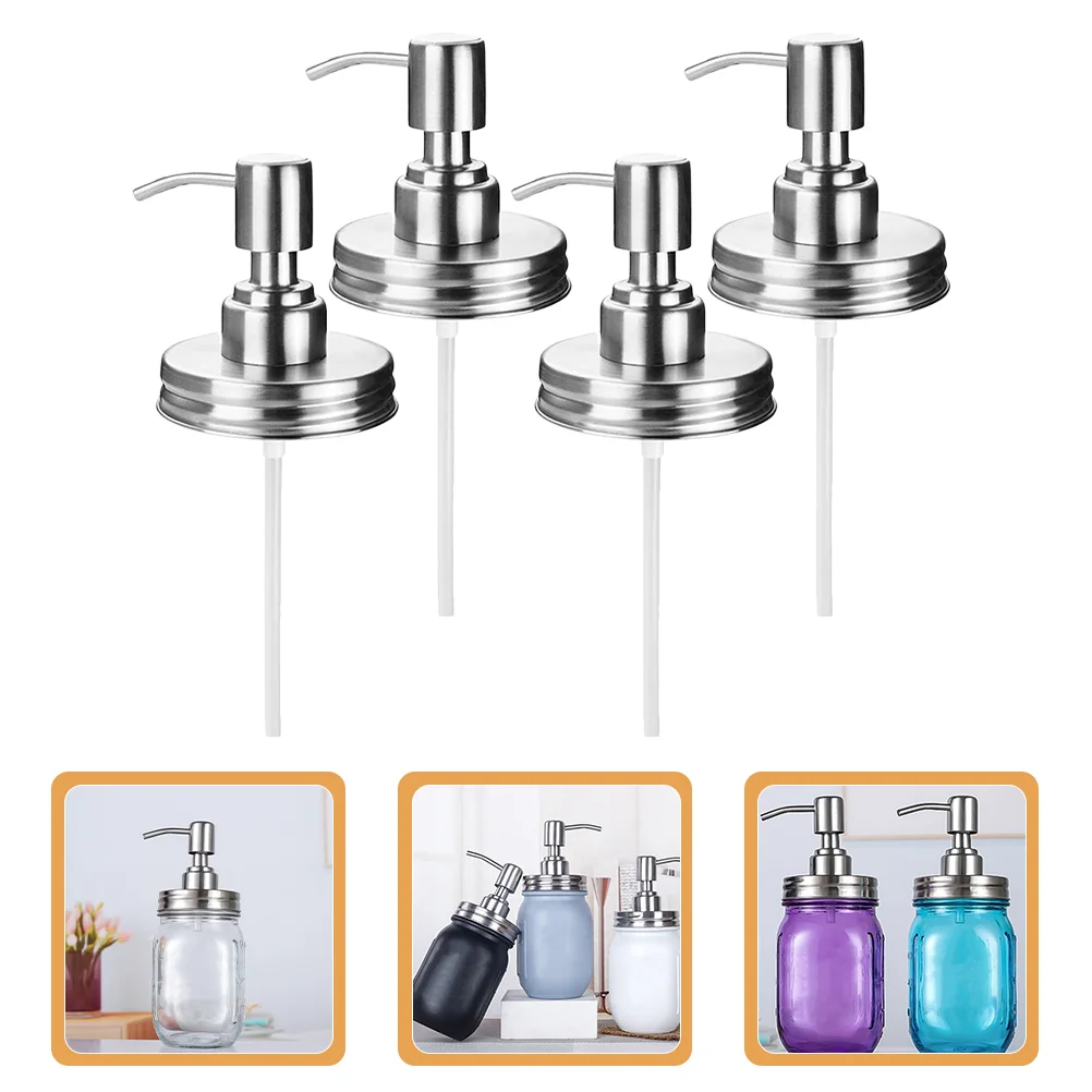 

4 Pcs Foam Soap Bottle Pump Accessories Container Lotion Dispenser Pressing Pumps Silver Replacement