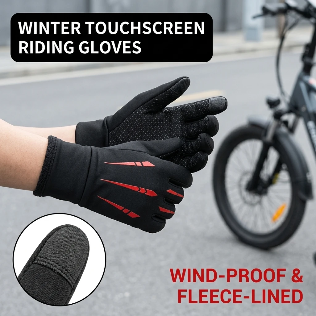 Thermal Motorcycle Gloves Fleece Lined for Winter Riding Men Women Waterproof Windproof Touchscreen Cycling Gear Durable