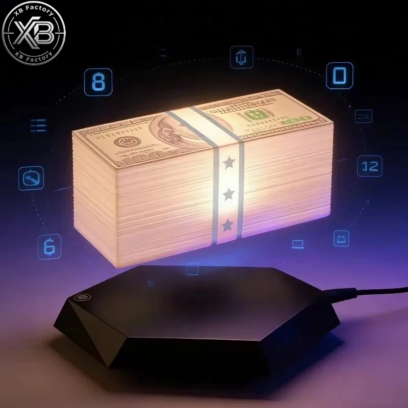 Money Lamp for Fans Floating Dollar Money Lamp Desk Gadget for Game Room Office Man Cave Decor Unique Gift for Gamers Friends