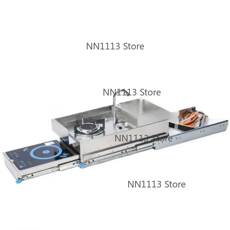 

RV Stainless Steel Camper Parts Mini One Burner Pull Type Stove Integrated With Sink and Induction Cooker