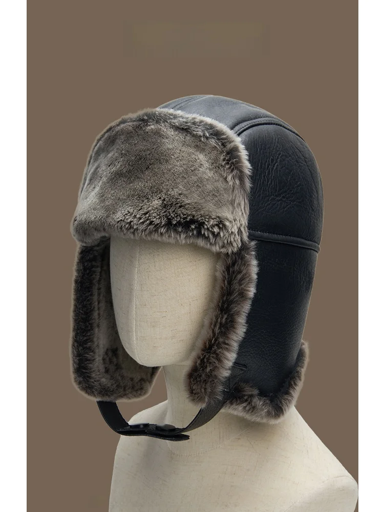 casquette-lei-feng-en-cuir-veritable-epaissie-pour-l'automne-et-l'hiver-avec-protection-integree-pour-les-oreilles-coupe-vent-pour-homme-casquette-de-pilote-casquette-de-moto