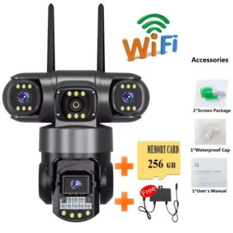 Caméra WIFI 12MP 6K à trois objectifs, trois écrans, vision nocturne, caméra de surveillance vidéo PTZ