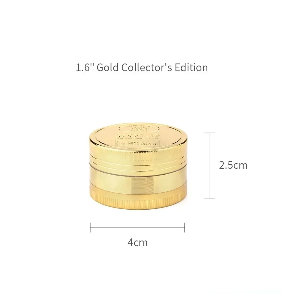 Zinc Alloy Gold Coin Herbal Grinder Tobacco Crusher 40 63 mm Herb Spice Mills Grater Metal Smoking Accessories