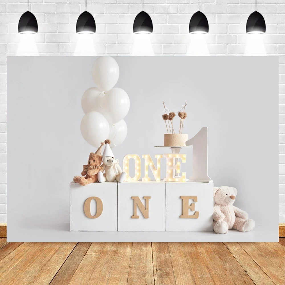 Ai Balloon ฉากหลังวันเกิด1st เด็กทารกแรกเกิดของตกแต่งโต๊ะปาร์ตี้อาบน้ำภาพเด็กทารกพื้นหลังเค้ก