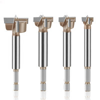 10mm to 50mm Professional Hexagonal Shank Woodworking Hinge Boring Bit Tungsten Carbide Blade Three-Tooth Double Blade Design