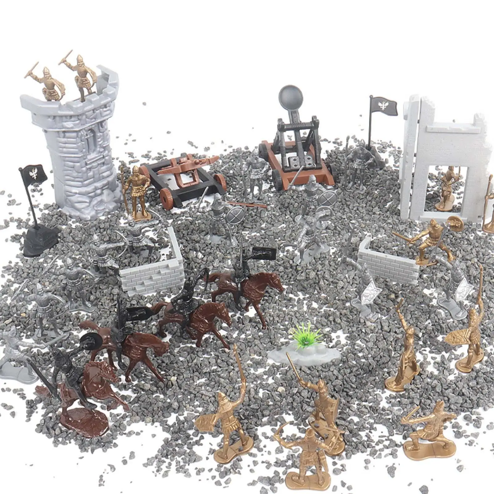 อัศวินฟิกเกอร์ทหารยุคกลาง Playset อาคารปราสาทสําหรับคอลเลกชัน