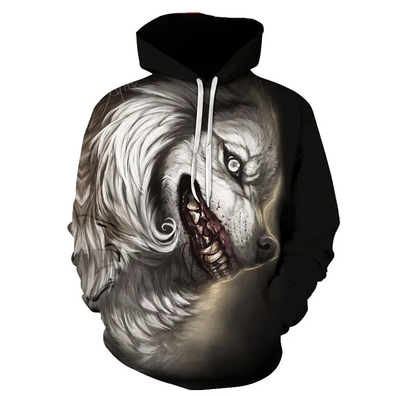 2024 New 3D Animal Pattern Howling Wolf 3D Printed Hoodie Men\'s Hoodie Four Seasons Fashion Sportswear Top