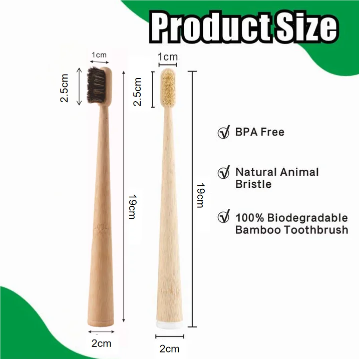 4 Stück Naturborsten-Zahnbürste aus Bambus, biologisch abbaubar, völlig frei von Plastik und Nylon, Bambus-Zahnbürste mit Schweineborsten – Detail 10
