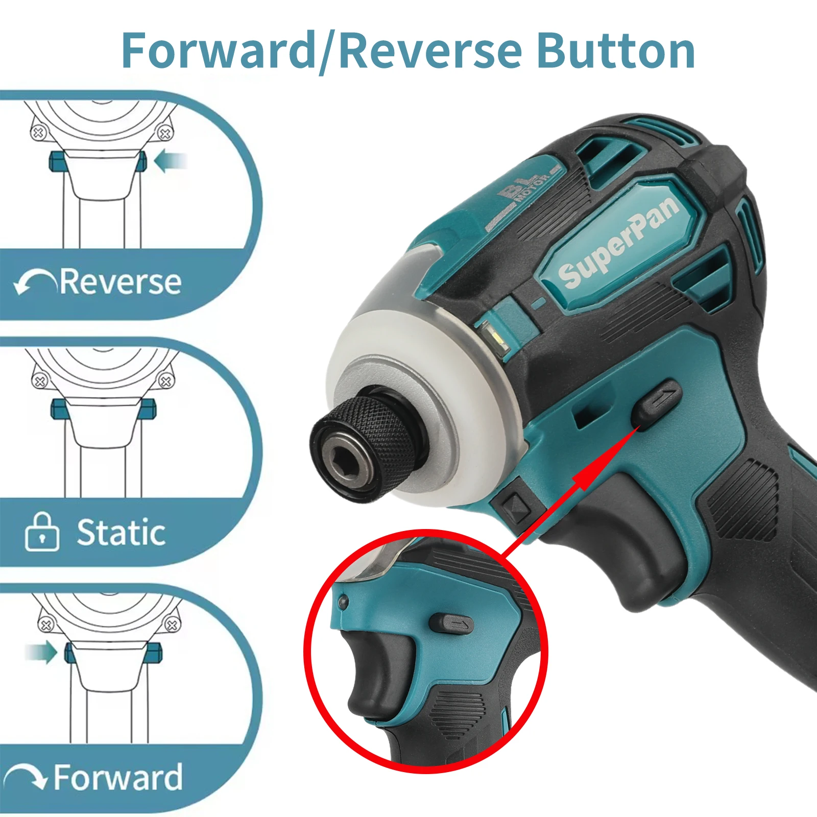 

Heavy-Duty SuperPan SP172 18V LXT Impact Driver - BL Brushless Cordless Bolt Tool for Woodworking for Makita 18V battery specs