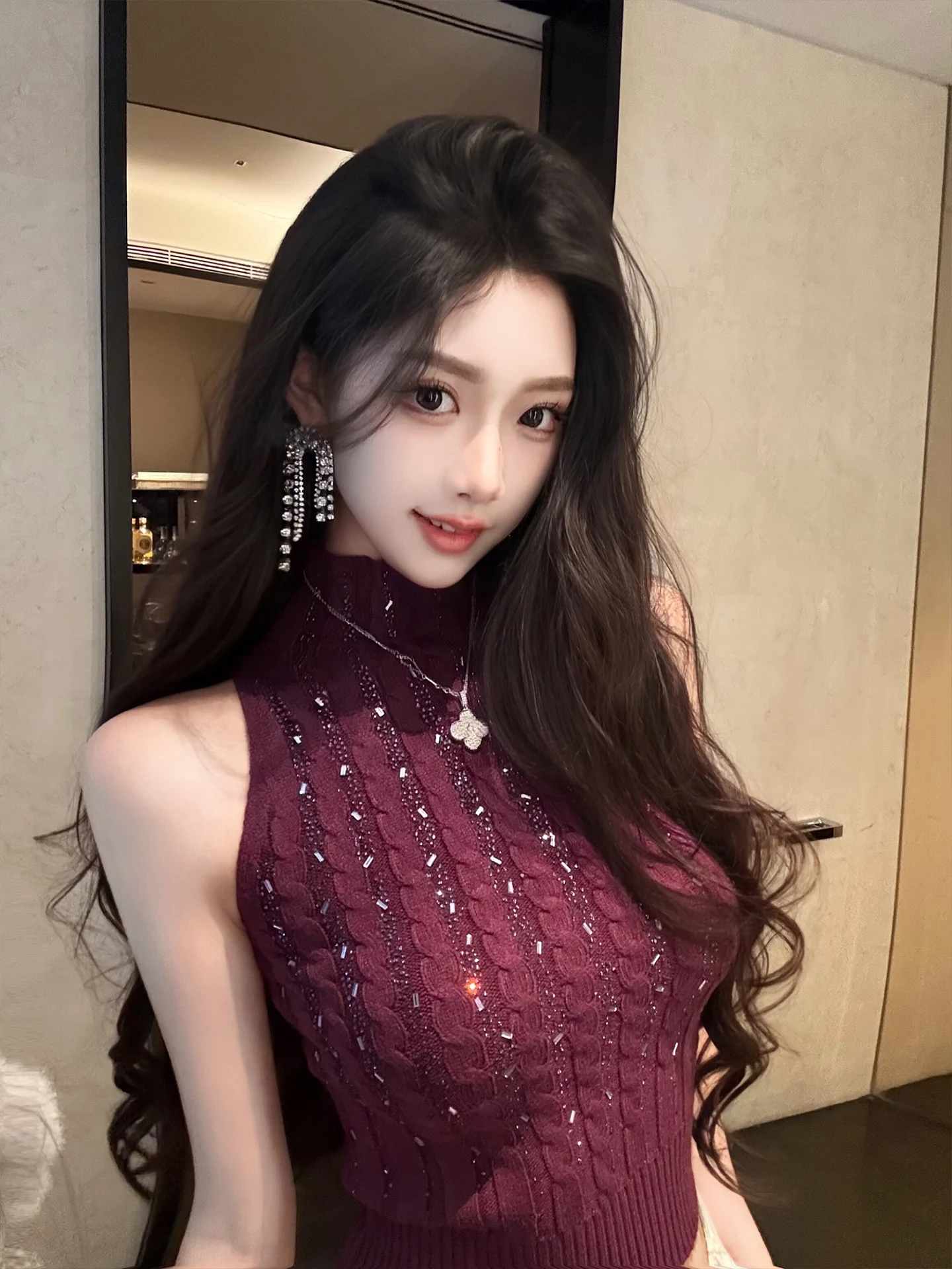 

New Arrival J Studio Knitted Vest Purple Charm Commute Sle Slim Fit ort Length Svel f Open Collar Women's Top