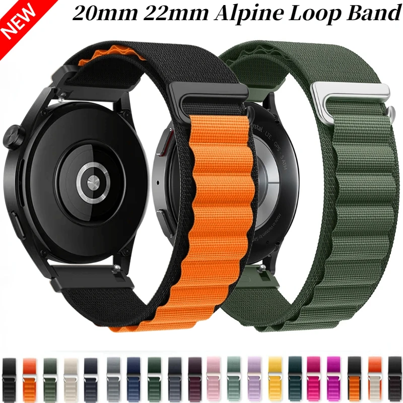 Pulseira alpina de nylon, 20mm 22mm, para samsung watch 7 6 5 4/amazfit active 2, pulseira huawei watch 4/gt5-4-3 pro band