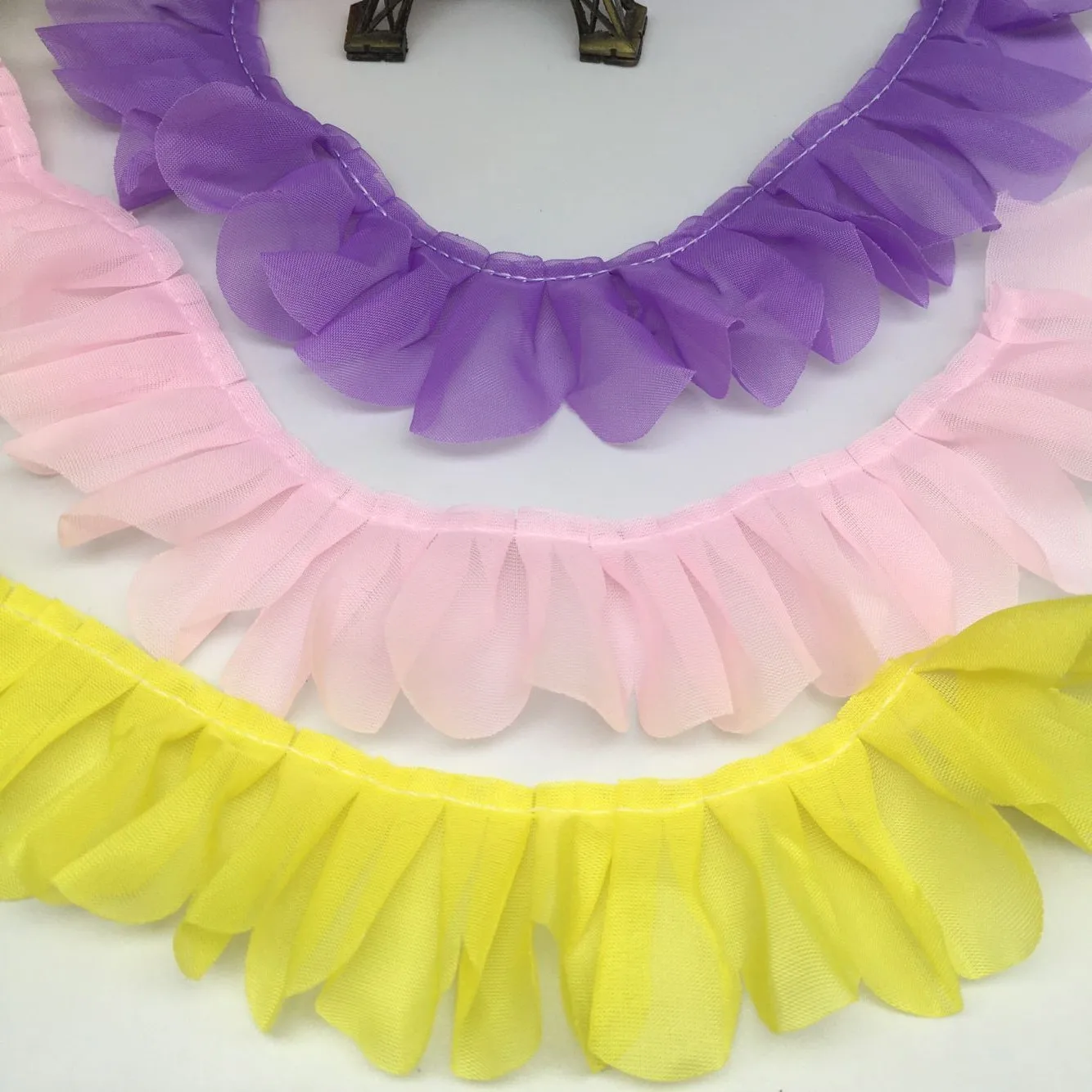 4.5CM Embossed Plain ChiffonToy Pleated Skirt Confused Baby Clothing Ornaments Discount Lace 5 Meters