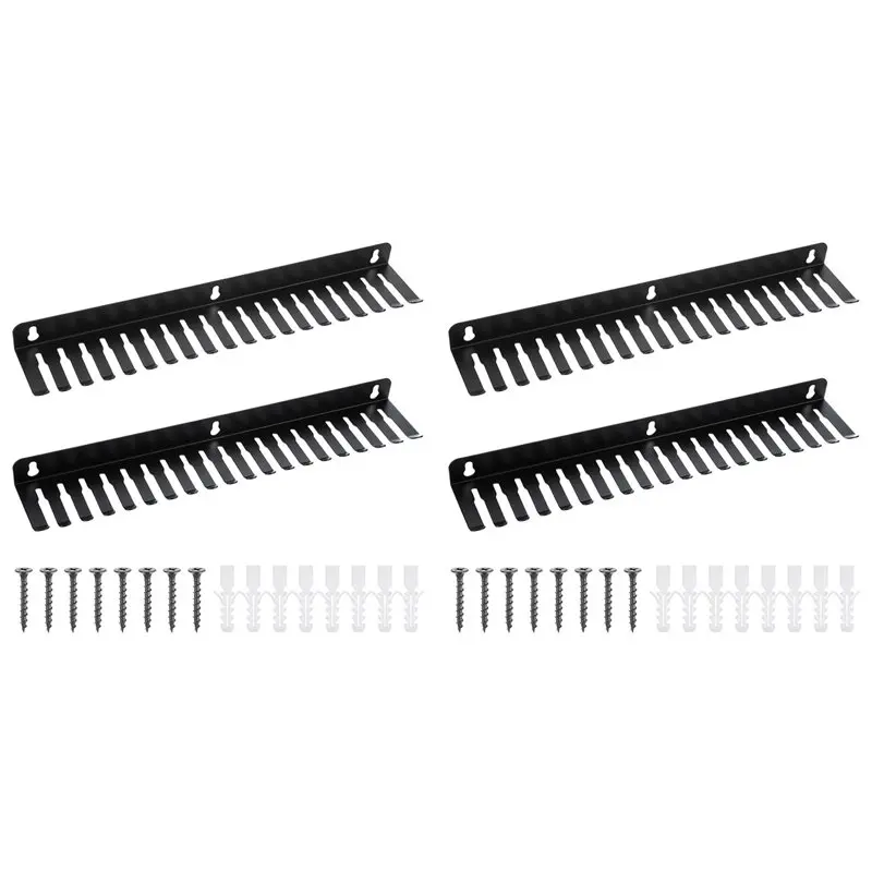 ABUN-4 Pieces Wall Mountable Cable Hangers, Cable Rack With 19 Cable Slots, Music Cable Organizer, Hanging Cable Organizer