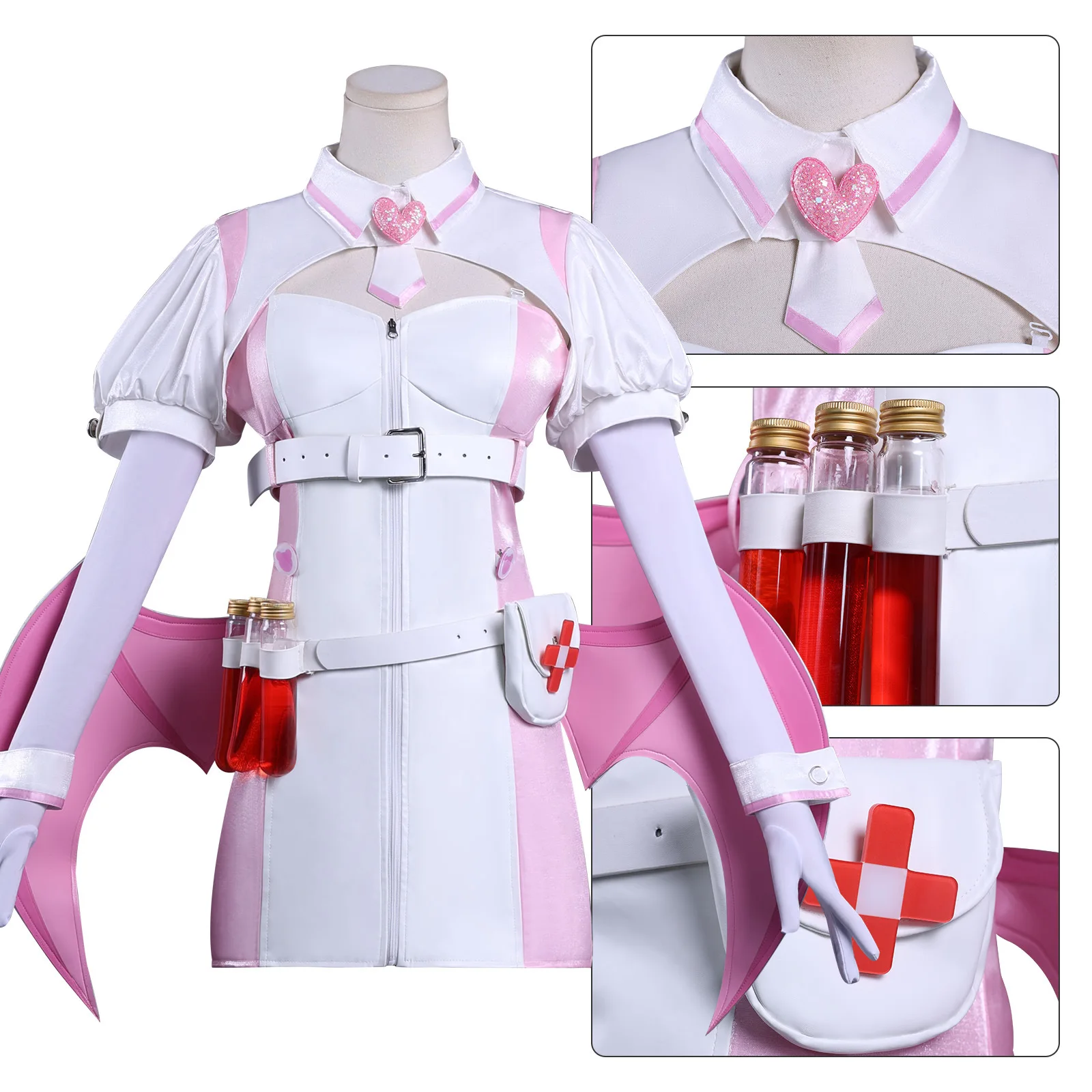 

Game Buro Cosplay Costume Virtual Idol MuseDash Cosplay Costume Nurse Buro Top Skirt Set Halloween Party Outfit for Adult Women