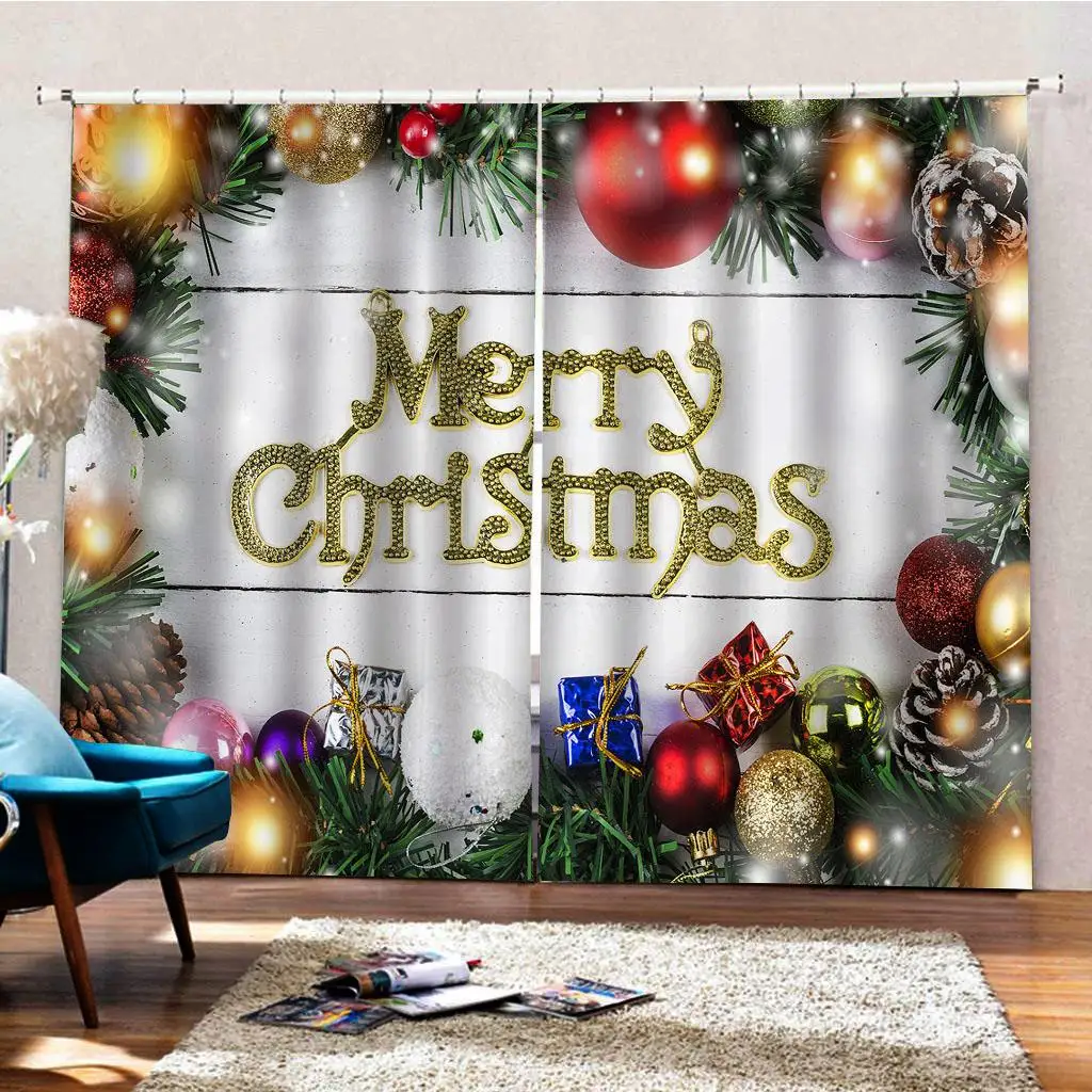 

Christmas ball waterproof living room bedroom window drapes 2
